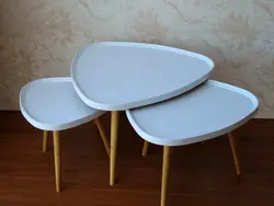 میز عسلی سه تکه مثلثی لبه دار