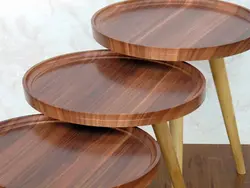 میز عسلی سه تکه گرد لبه دار
