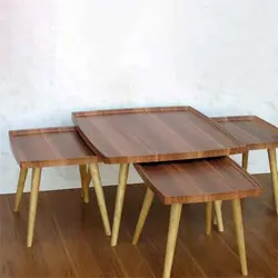 میز عسلی چهار تکه مربع لبه دار