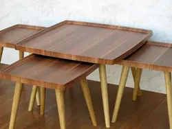 میز عسلی چهار تکه مربع لبه دار