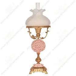 آباژور رومیزی مدل شکوفه طلایی صورتی با گرد سوز