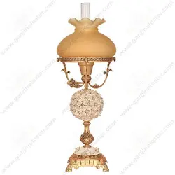 آباژور رومیزی مدل شکوفه طلایی سفید با گرد سوز