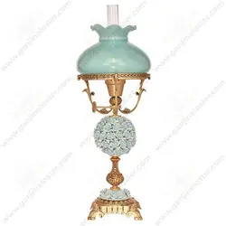 آباژور رومیزی مدل شکوفه طلایی آبی با گرد سوز