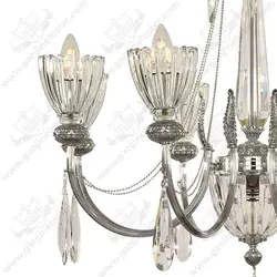 لوستر نئوکلاسیک برنجی8 شاخه مدل لیانا کروم با کریستال و لاله کریستال