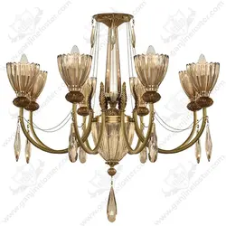 لوسترنئوکلاسیک برنجی 8 شاخه مدل لیانا آنتیک با کریستال و لاله کریستال