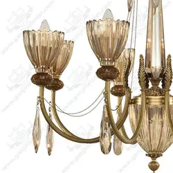 لوسترنئوکلاسیک برنجی 8 شاخه مدل لیانا آنتیک با کریستال و لاله کریستال