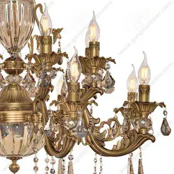لوستر کلاسیک 8 شاخه دوبل مدل باربد آنتیک با لاله کریستال