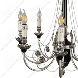 لوستر کلاسیک 8 شاخه مشکی مدل رومینا نقره ای