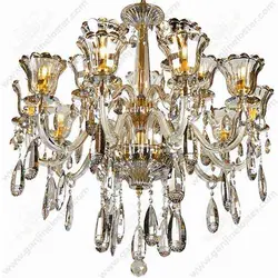 لوستر کلاسیک 15 شاخه مدل اس تمام کریستال با لاله کریستال