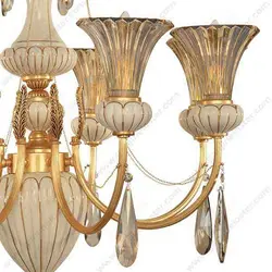 لوستر کلاسیک 8 شاخه مدل لیانا طلایی با چینی سفید و لاله کریستال
