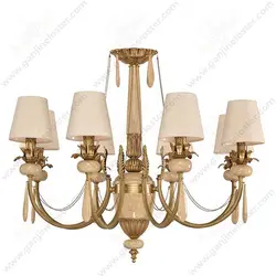 لوستر کلاسیک 8 شاخه آنتیک مدل لیانا با سنگ و آویزکرم