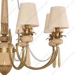 لوستر کلاسیک 8 شاخه آنتیک مدل لیانا با سنگ و آویزکرم