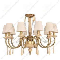 لوستر کلاسیک 10 شاخه مدل لیانا اس آنتیک با سنگ و آویزکرم