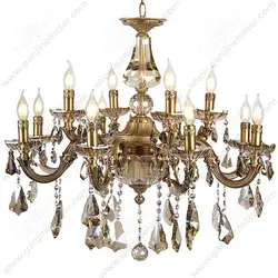 لوستر کلاسیک 8 شاخه 12 شعله مدل پردیس آنتیک با زنبق و ستون کریستال