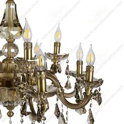 لوستر کلاسیک 8 شاخه 12 شعله مدل پردیس آنتیک با زنبق و ستون کریستال