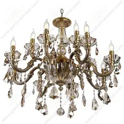 لوستر کلاسیک 8 شاخه 12 شعله مدل پردیس آنتیک با زنبق و ستون کریستال