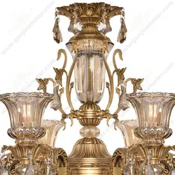 لوستر کلاسیک 8 شاخه مدل النا آنتیک با آویز دور برنز و لاله کریستال