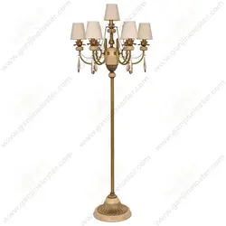 آباژور کنار سالنی 7 شاخه مدل لیانا آنتیک با سنگ و آویزکرم