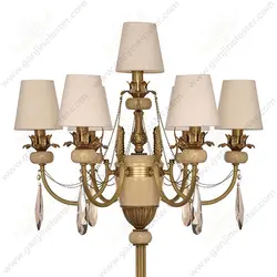 آباژور کنار سالنی 7 شاخه مدل لیانا آنتیک با سنگ و آویزکرم