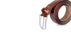 کمربند مردانه ۳.۵ سانت دولاچرم زبانه دار پشت نبوک – 3515D.kh