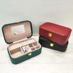 کیف جواهرات چرم راه راه – قرمز