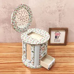 کیف جواهرات استوانه ای گردان چهار کشو – سفید خاکستری