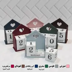 تقویم چوبی رومیزی مکعبی فلور – طوسی