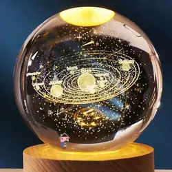 گوی کریستال سه بعدی چراغ دار 5 سانتی – طرح منظومه شمسی