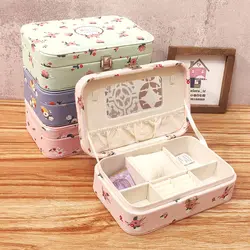 کیف جواهرات مستطیل بزرگ طرح گل – صورتی