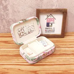 کیف جواهرات مستطیل کوچک طرح برگ – سبز