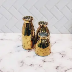 دکوری اکسسوری گلدان سالونگ سه تیکه – طلایی