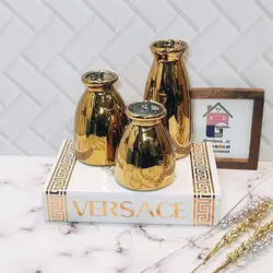 دکوری اکسسوری گلدان سالونگ سه تیکه – طلایی