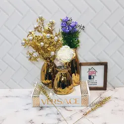 دکوری اکسسوری گلدان سالونگ سه تیکه – طلایی