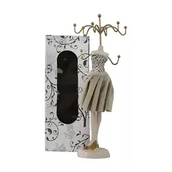 استند مانکن جا جواهری، گردنبند و زنجیر مدل لباس پولکی – شیری