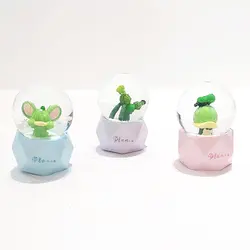 گوی برفی کوچک چراغ دار مدل کاکتوس پایه چندوجهی – سفید