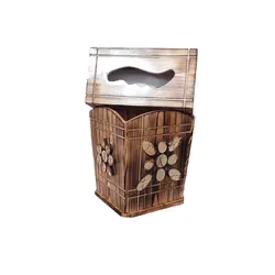 ست سطل زباله و جعبه دستمال کاغذی چوبی مدل نماشون