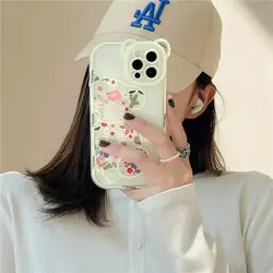 قاب خرس گلدار سفید با ایرپاد ست