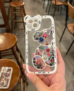 قاب خرس گلدار سفید با ایرپاد ست