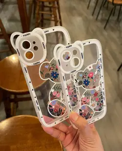 قاب خرس گلدار سفید با ایرپاد ست