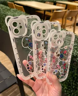 قاب خرس گلدار سفید با ایرپاد ست