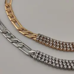 دستبند زنانه نگین تنیسی طلایی و نقره‌ای | اکسسوری گلامور