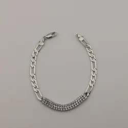 دستبند زنانه نگین تنیسی طلایی و نقره‌ای | اکسسوری گلامور