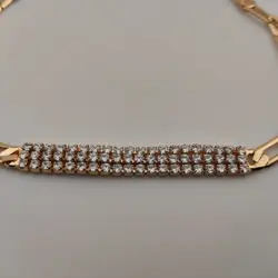 دستبند زنانه نگین تنیسی طلایی و نقره‌ای | اکسسوری گلامور