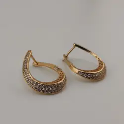 گوشواره استیل طرح اشک طلایی | اکسسوری گلامور