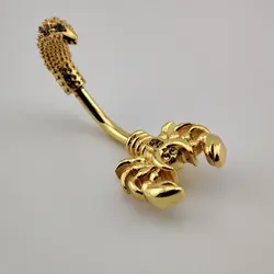 پیرسینگ ناف عقرب طلایی نگین دار | اکسسوری گلامور