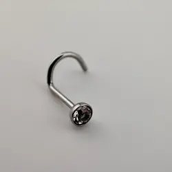 پیرسینگ بینی استیل پایه HC نگین گرد نقره ای | اکسسوری گلامور