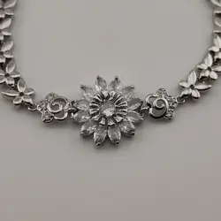 دستبند طرح جواهر گل تمام نگین | اکسسوری گلامور