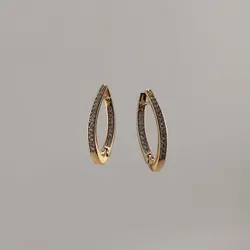 گوشواره استیل بیضی نگین دار | اکسسوری گلامور