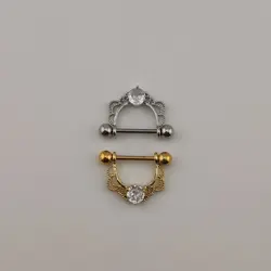 پیرسینگ نیپل (سینه) طرح نیم دایره تک نگین | اکسسوری گلامور