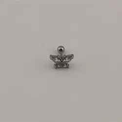 پیرسینگ گوش پروانه نگین دار استیل | اکسسوری گلامور